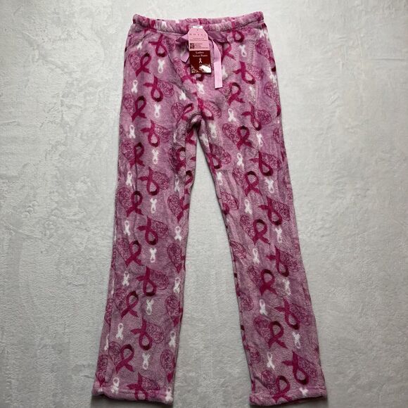 HOTEL SPA Breast Cancer Awareness PINK Print Pajama Pants Cozy Women’s Small NEW - Picture 1 of 6